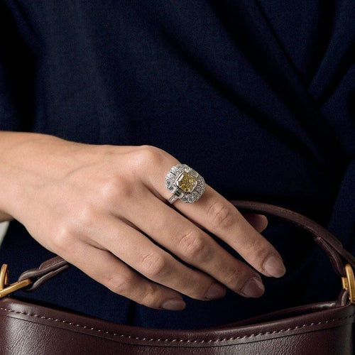 Bague 54 Bague - Chaton octogonal en or blanc 18k et diamants 58 Facettes LJ-100