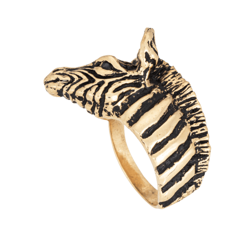 Bague 53 Bague zèbre vintage en or jaune 14 carats et émail 58 Facettes G13687