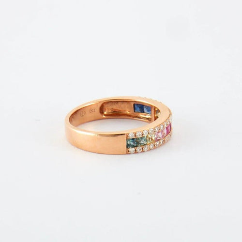 Bague 53 Bague en or rose, diamants & saphirs 58 Facettes