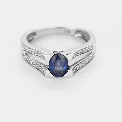 戒指49 灰金戒指，蓝宝石和钻石 58 Facettes SNA1714