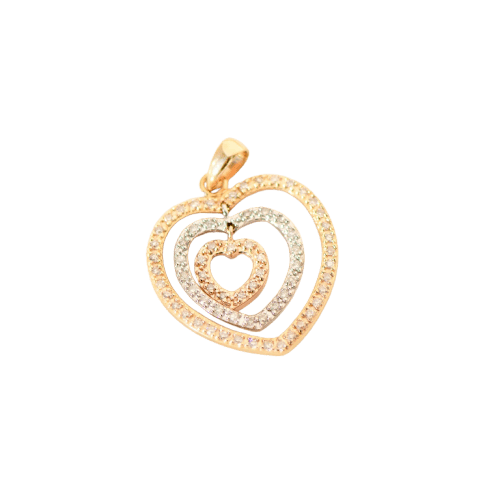 Tricolor heart pendant in 14-carat gold and diamonds pendant 58 Facettes