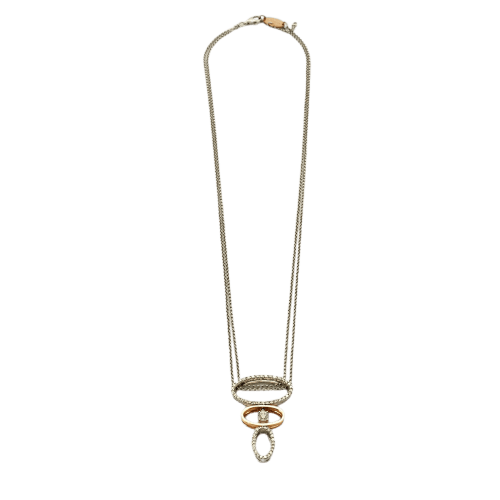 Collier Dalumi - Collier pendentif anneaux en or jaune, or gris et diamants 58 Facettes ALGU29