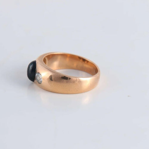 Bague 56 Bague Jonc Saphir cabochon Diamants 58 Facettes FM120