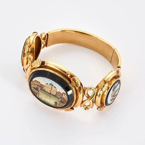 Bracelet Bracelet Napoléon III en or jaune et micro-mosaïques 58 Facettes AB67