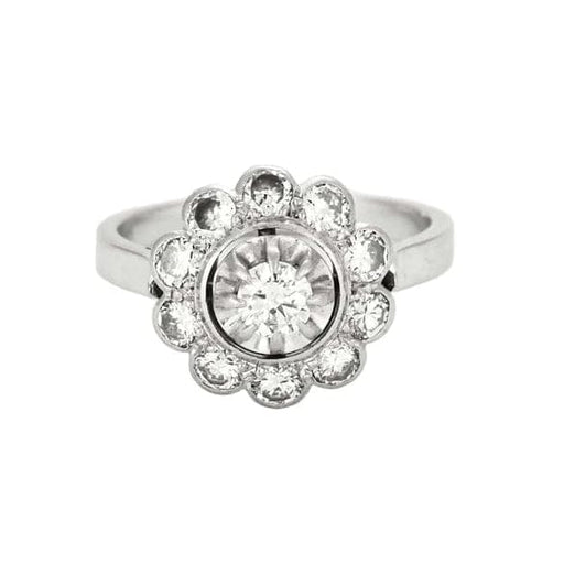Bague 53 Bague marguerite en or blanc 18K et diamants 58 Facettes 58FC151
