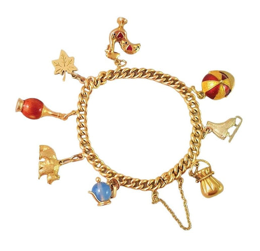 Bracelet Bracelet ancien or jaune avec breloques 58 Facettes