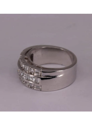 Bague 54 Bague Triple Or blanc Diamants 58 Facettes RNG2921