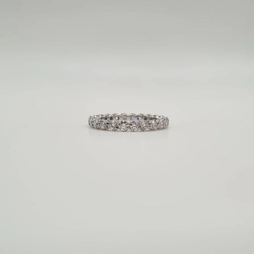 Bague 48 Alliance tour complet or blanc 18 carats sertie de diamants naturels 58 Facettes