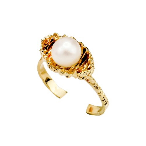 Anel 55 Anel de pérola em ouro amarelo 14 quilates 58 Facettes 2650
