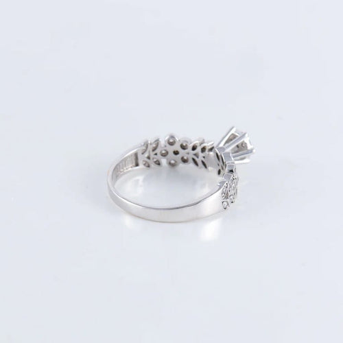 Bague 54 Bague Solitaire Fleurs diamants 58 Facettes FM91