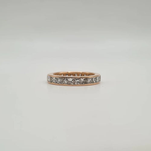 Bague 55 Alliance tour complet or rose sertie de diamants princesses 58 Facettes