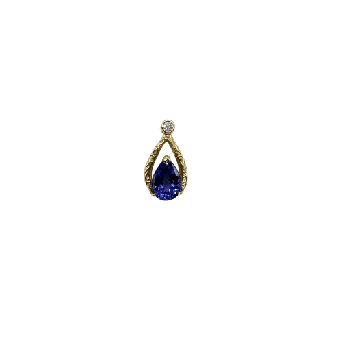 Pendentif Pendentif en or jaune 750 avec tanzanite et diamant 58 Facettes Z15B51652