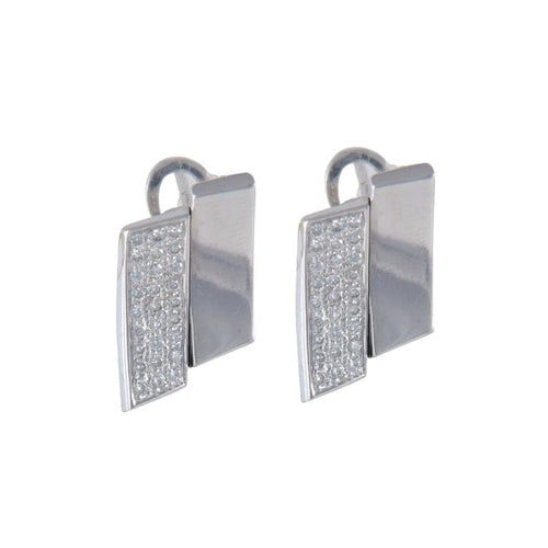 Boucles d'oreilles Boucles d'oreilles Double rectangle pavage Diamants 58 Facettes