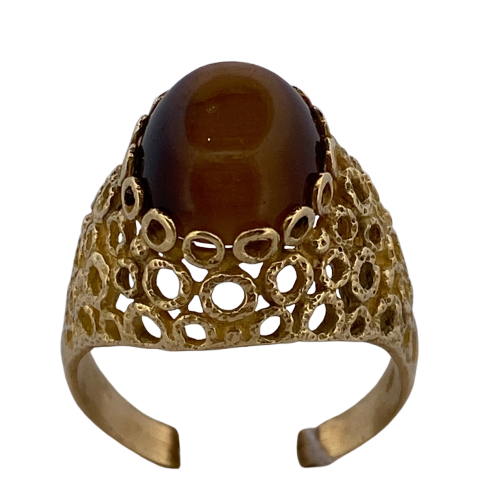 Prsten 58 Prsten sa ovalnim kamenom od žutog zlata 18 karata 6,48 g 58 Facettes 250188