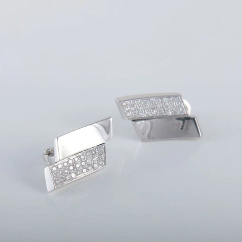 Boucles d'oreilles Boucles d'oreilles Double rectangle pavage Diamants 58 Facettes