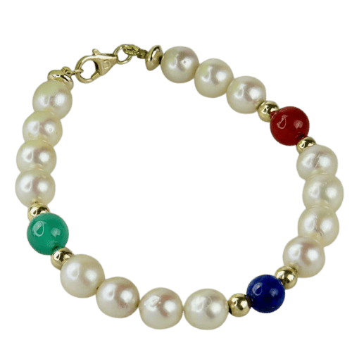 Rannekoru 14 karaatin kultainen helmikoru jalokivillä 58 Facettes 2306