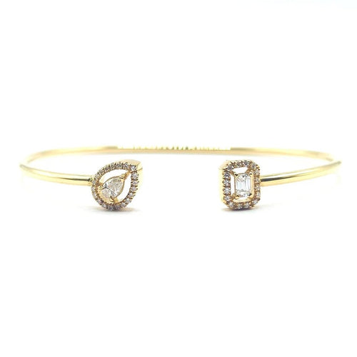 Bracelet Jonc "toi & moi" or jaune pavage diamants 58 Facettes