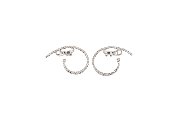 Boucles d'oreilles Oro Bianco Boucles d’oreilles spirale en or blanc 18 carats et diamants 58 Facettes ORC183