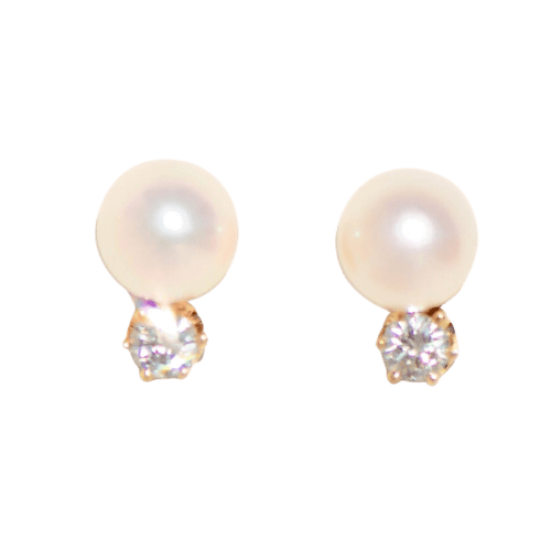 Ohrstecker ring - Pearls and diamonds in 14-carat yellow gold 58 Facettes