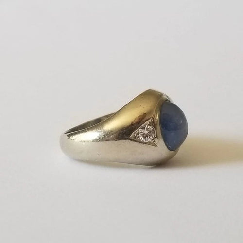 Bague 51 Chevalière Saphir et Diamants 58 Facettes