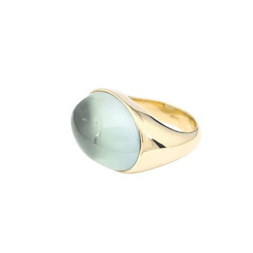 Bague 53 Bague en or jaune 18 carats avec cabochon vert d’eau 58 Facettes 32231