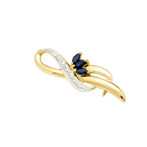 Broche Broche en or jaune 18 carats avec saphirs et diamant 58 Facettes 32262