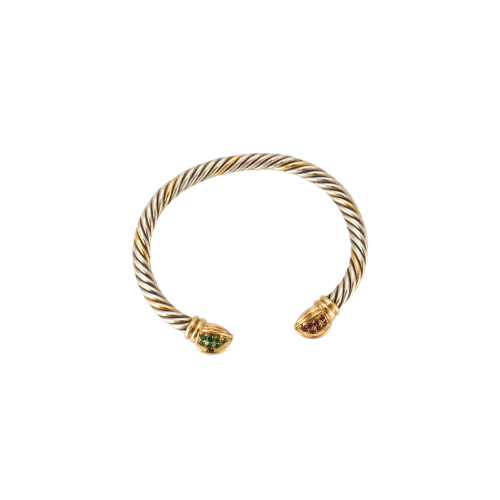 Bracelet Bracelet torque en or jaune 18k et rubis, émeraudes 58 Facettes ALGU15