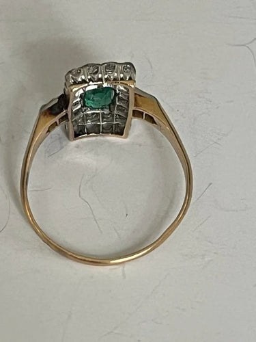 Bague 60.5 Bague ancienne or jaune émeraude Colombie diamants 58 Facettes 4603