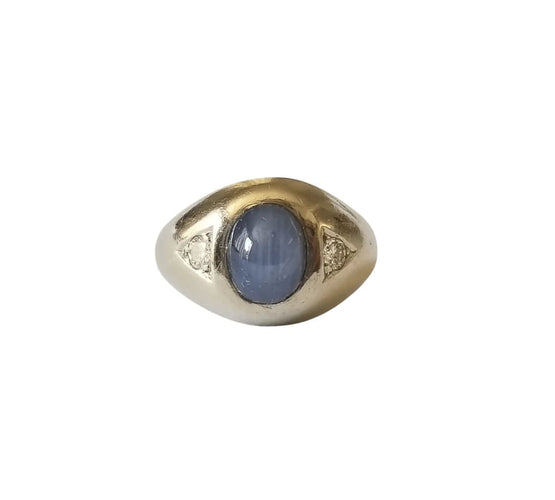 Bague 51 Chevalière Saphir et Diamants 58 Facettes