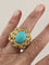 Bague 53 Bague Or Jaune et Turquoise 58 Facettes LOT 6594
