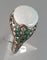 Bague 55 Bague Art Déco Argent Opale Emeraude Diamants 58 Facettes