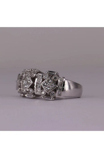 Bague 55.5 Bague Art Déco Or blanc et Diamants 58 Facettes RNG2508