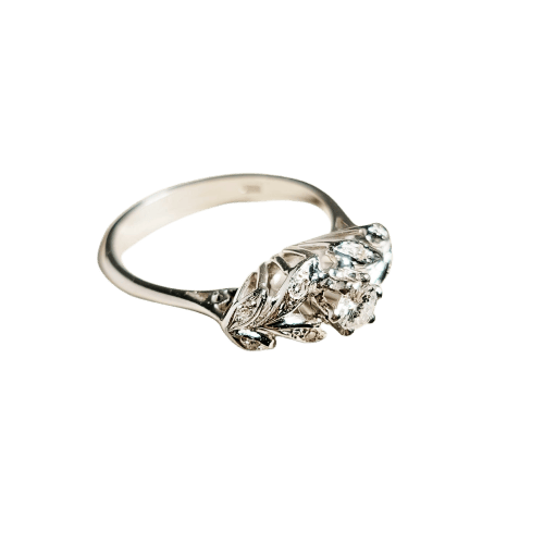 Prsten 55 Vintage prsten z bílého zlata 18 karátů s 9 diamanty 58 Facettes 2680