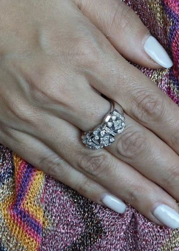 Bague 55.5 Bague Art Déco Or blanc et Diamants 58 Facettes RNG2508