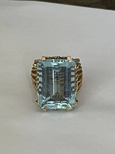 Bague 52 Bague Or Jaune Aigue-Marine 58 Facettes LOT 4432