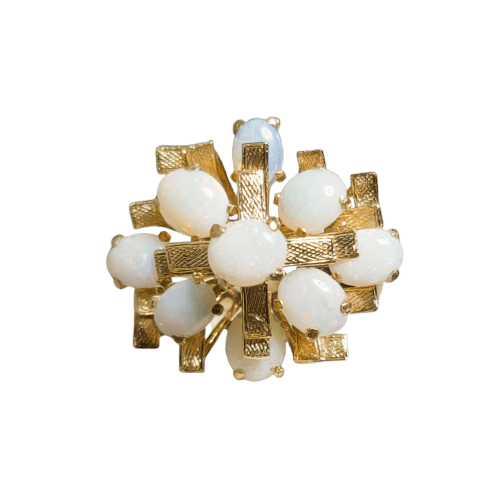 Prsten 58,5 Prsten ze žlutého zlata 14 karátů s 9 opálovými cabochony 58 Facettes 2992