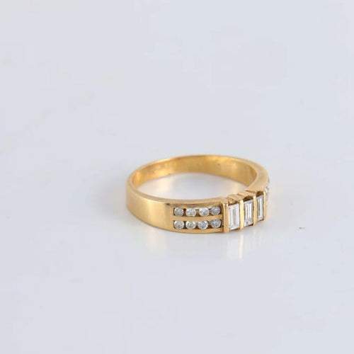 Bague 53 Bague or jaune Diamants ronds et baguettes 58 Facettes FM70