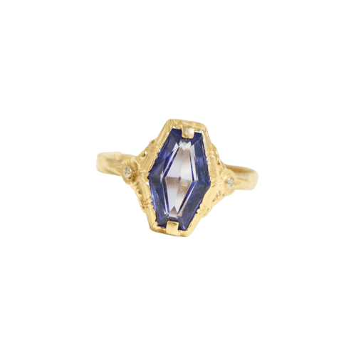 Yüzük 59 14K sarı altından eski yüzük, safir ile 58 Facettes 2481