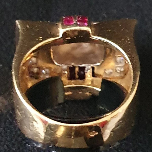 Bague 57 Bague tank 2 Ors Diamants Rubis 58 Facettes 1268  Mxae