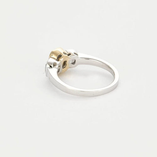 Bague 53 Bague - Diamant brun coussin 1,13 ct en or jaune et gris 58 Facettes LJ17