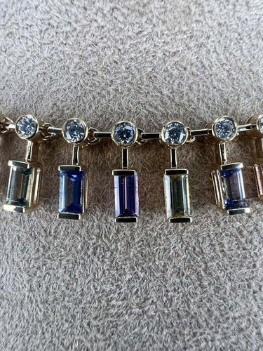 Collier Collier ras du cou en saphir arc-en-ciel et diamant 58 Facettes NECK-461