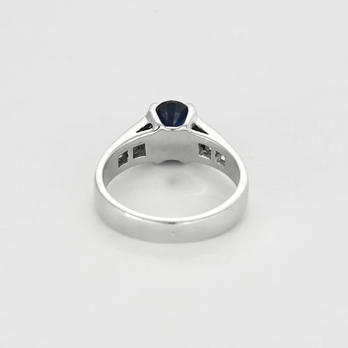 52号戒指 18K白金戒指 蓝宝石 58 Facettes DIE1709