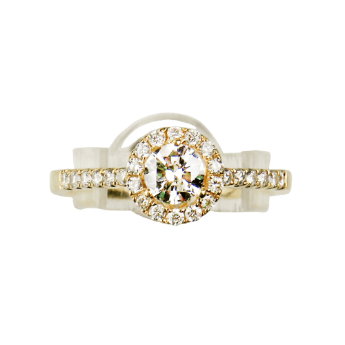 Ring 52.5 18-carat yellow gold halo ring with diamonds 58 Facettes 2952