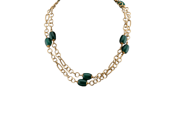 Collier Collier - Pierre verte semi-précieuse en or jaune 18 kt 58 Facettes col171