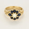 Ring 60.5 "Flower" ring in yellow gold, sapphire and diamonds 58 Facettes LEN1849X2