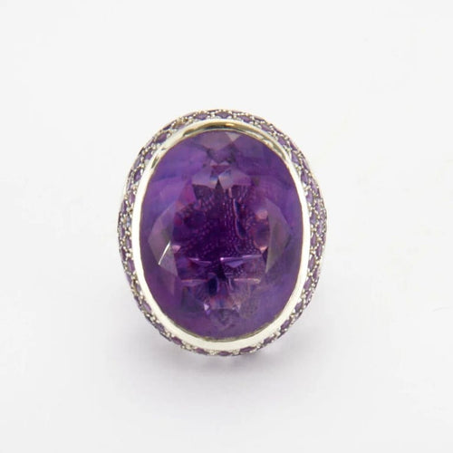 Bague 56 Bague en Or gris, améthyste 58 Facettes