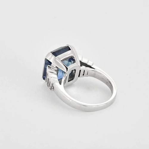 Bague 52 Bague - Saphir naturel et diamants en or blanc 18k 58 Facettes LJ23-1