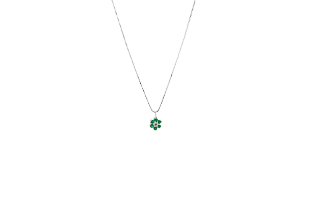 Collier Oro Bianco Collier - Pendentif en or blanc 18 kt avec émeraudes et diamants 58 Facettes COL251