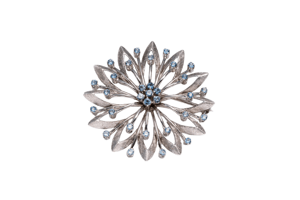 Broche Oro Bianco Spilla en or blanc 18 carats et pierres bleues 58 Facettes SPL92