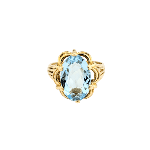 Bague 57 Bague en or jaune 18 carats et aigue-marine 58 Facettes 31220